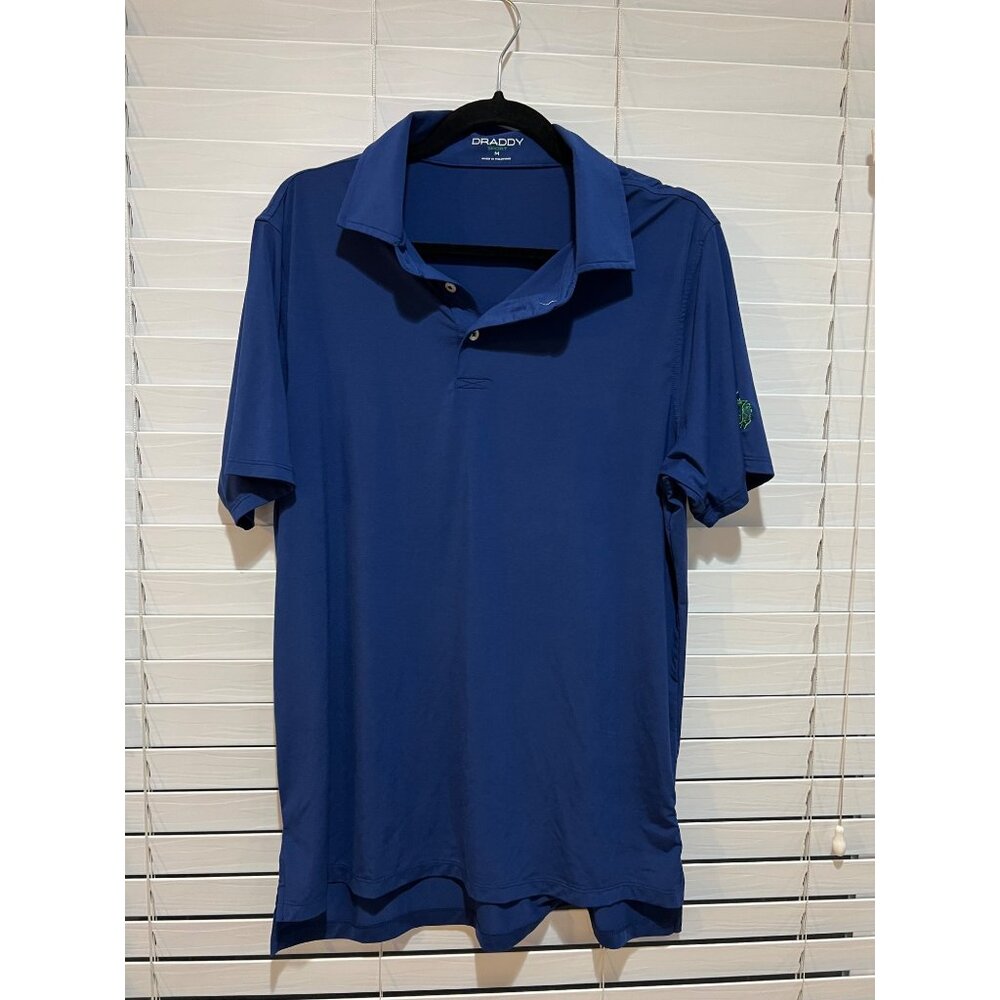 B Draddy Sport Mens Blue Short Sleeve Golf Polo Shirt Medium Stretch Performance
